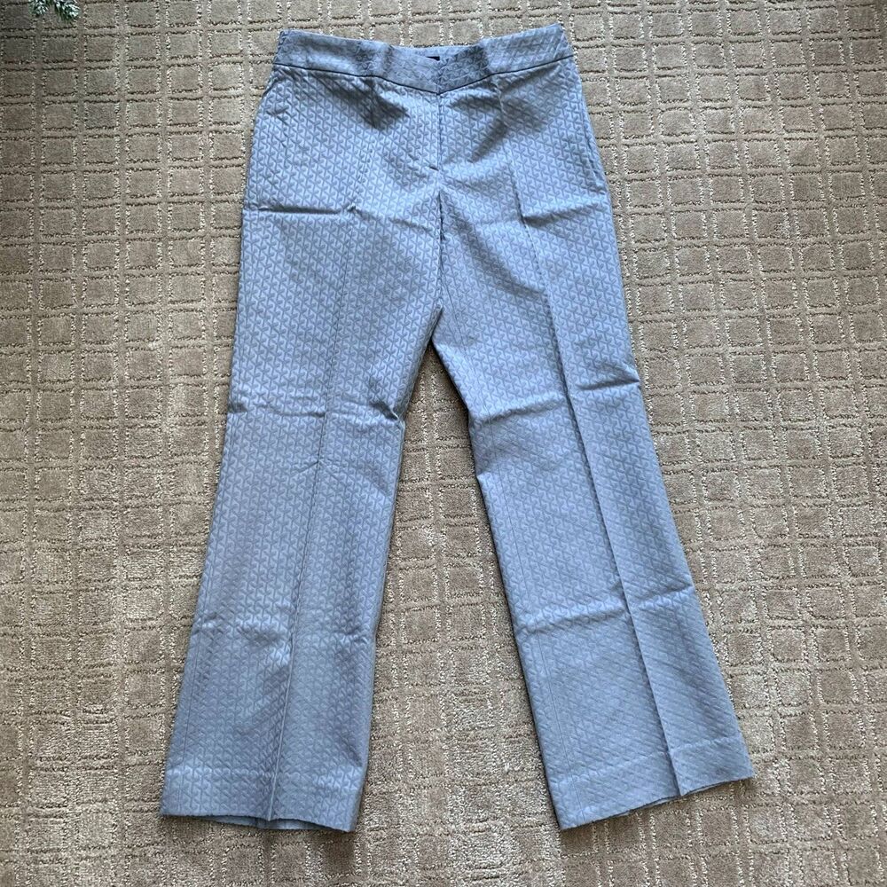 Elie Tahari VTG Textured Jacquard Flare Leg Pants Women's 4 Gray Low Rise Y2K